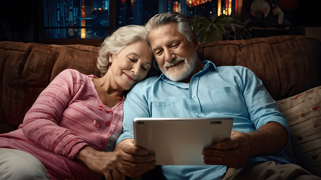 Smiling couple reviewing retirement plans with a financial professional